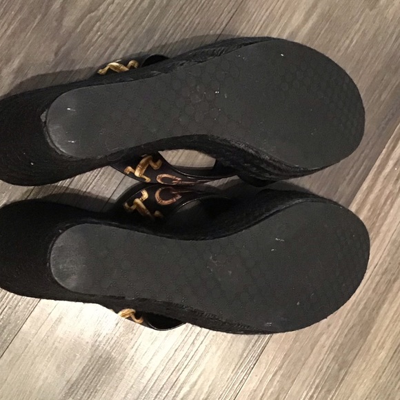 Gucci Bamboo Horsebit Pattern Black Wedges - 9 - Picture 7 of 7